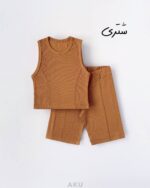 تاپ شلوارک کبریتی شتری