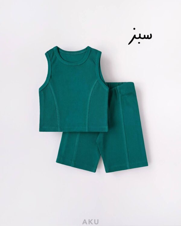 تاپ شلوارک کبریتی سبز