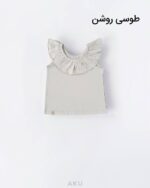 تاپ یقه چیندار طوسی روشن