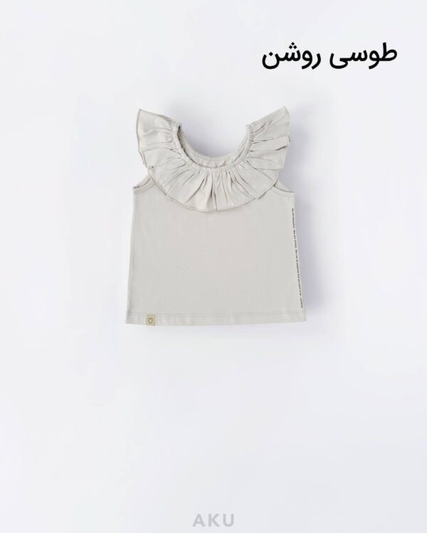 تاپ یقه چیندار طوسی روشن