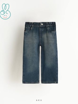 شلوار جین نیم بگ بچگانه ساده برند آکو