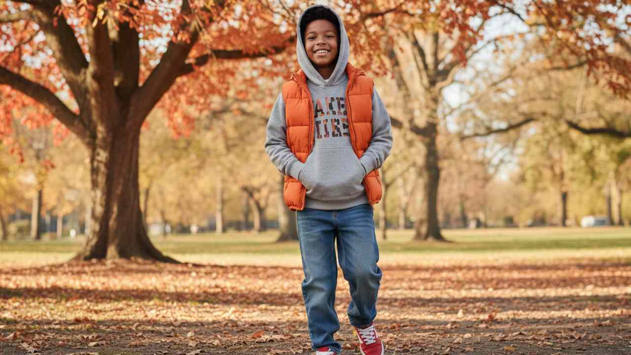 لایه بندی برای ست کردن پافر پسرانه با هودی و شلوار جین ست کردن پافر پسرانه با هودی و شلوار جین لایه بندی