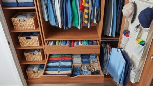 ترفندهای تا کردن و چیدمان کمد لباس پسرانه